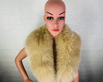 Unique Beige Real FOX FUR Collar • Handcrafted Winter Fashion Accessory • Real Fur Scarf • Fur Wrap • Fur Shawl