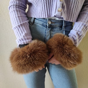 Fur cuffs, fur cuffs for wrists, fox fur cuffs