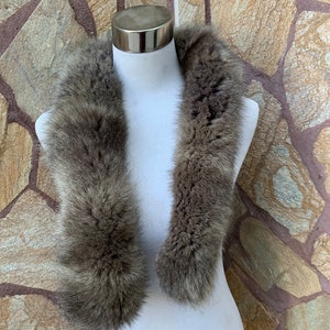 Brown Natural Fur trim for hood • Fox Fur Collar Scarf •  Fur Trim for Jacket