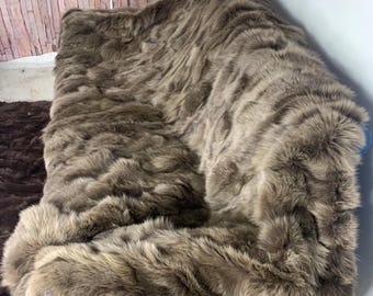 Real Brown Fur Blanket • Personalized Fox Fur Blanket Throw • Handmade Genuine Fur Blanket • Fur Bedspread n Sofa Cover