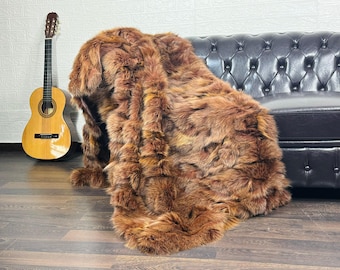 Luxurious Real FOX Fur Blanket Throw Cron - Personalized Handcrafted Warmth for Home Decor-Organically and Ethically Farmed Fox Fur