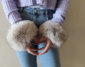 Fur cuffs, fur cuffs for wrists, fox fur cuffs