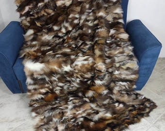 Real Fur Blanket • Personalized Fox Fur Blanket Throw • Handmade Genuine Fur Blanket • Fur Bedspread n Sofa Cover