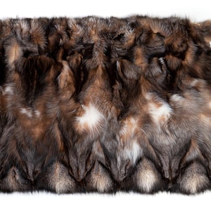 Crystal Fox fur real throw blanket natural pattern, elegant bedspread & fox fur rug for living room and bedroom decor, housewarming gift