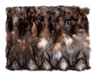 Crystal Fox fur real throw blanket natural pattern, elegant bedspread & fox fur rug for living room and bedroom decor, housewarming gift