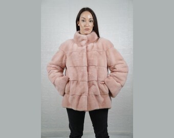 ELEGANT Pink Fur Mink Coat • Mink Fur Jacket • Real Fur Coat • Luxury Winter Coat • Genuine Mink Outerwear • Warm Fur Clothing