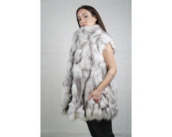 Fox fur natural color vest jacket for women personalized stylish winter fur fashion