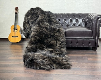 Luxurious Real FOX Fur Blanket Throw Black Gold - Personalized Handcrafted Warmth for Home Decor - Organically and Ethically Farmed Fox Fur