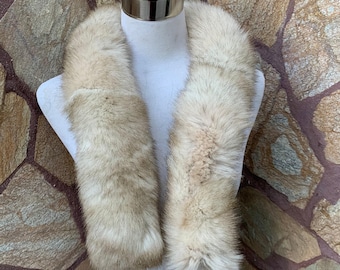 Natural Fur trim for hood • Real Fox Fur Collar Scarf •  Fur Trim for Jacket • Beige Natural Hood Fox Trim