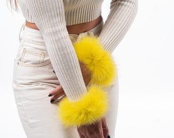 Fur cuffs, fur cuffs for wrists, fox fur cuffs