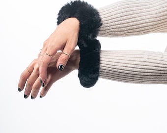 Fur cuffs, fur cuffs for wrists, rabbit fur cuffs
