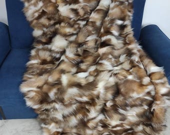 Real Fur Blanket • Personalized Fox Fur Blanket Throw • Handmade Genuine Fur Blanket • Fur Bedspread n Sofa Cover