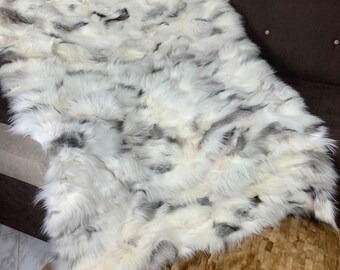 Real Fur Blanket • Personalized Fox Fur Blanket Throw • Handmade Genuine Fur Blanket • Fur Bedspread n Sofa Cover
