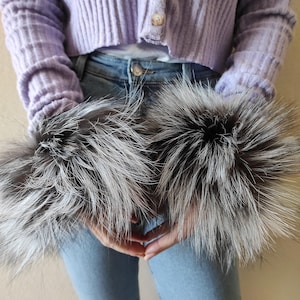 Fur cuffs, fur cuffs for wrists, fox fur cuffs