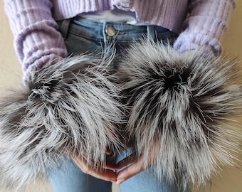 Fur cuffs, fur cuffs for wrists, fox fur cuffs