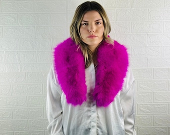 GORGEOUS Real Fox Pelt Skin Fur Collar Fuchsia •  Genuine Fur Collar Blue Black • Real Fur Scarf • Fur Wrap • Fur Shawl