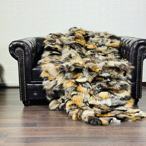 EXCLUSIVE Real FOX FUR Throw • Large fur Area Rug • Fox Fur Rug • Ethically and Organic Farmed Fox Fur • Scandinavian Decor