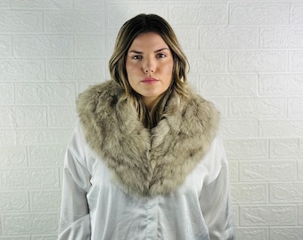 Gorgeous fluffy fox fur collar scarf, handmade warm fur stole, elegant soft fur shawl