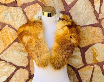 Genuine Real Fox Fur Collar Natural Detachable - Stylish Statement Piece for Winter Fashion for Women and Men