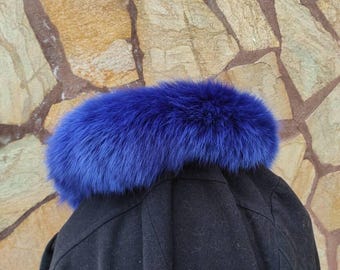 Fur trim for hood, blue fox fur collar, fur collar