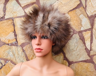 Luxurious Real Fox Fur Hat Crystal - Handcrafted Elegance for Winter Chic - Ethically and Organically Farmed Fox Fur