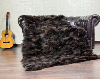 Real Brown Fur Blanket • Personalized Fox Fur Blanket Throw • Handmade Genuine Fur Blanket • Fur Bedspread n Sofa Cover