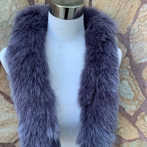 Purple Fur trim for hood • Fox Fur Collar Scarf •  Fur Trim for Jacket