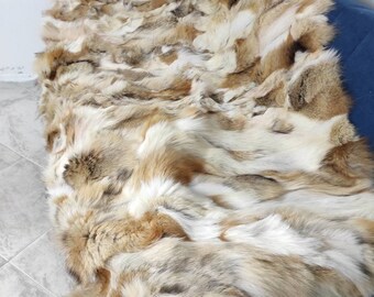 Real Fur Blanket • Personalized Fox Fur Blanket Throw • Handmade Genuine Fur Blanket • Fur Bedspread n Sofa Cover
