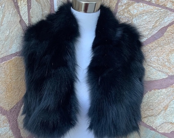 Black Fox Fur Collar Scarf for Women • Fur Womens Scarf • Fur Stole Accessory Gift for her