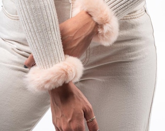 Fur cuffs, fur cuffs for wrists, rabbit fur cuffs