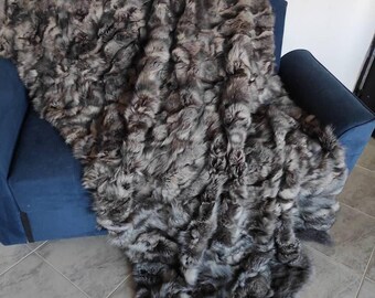 Real Fur Blanket • Personalized Fox Fur Blanket Throw • Handmade Genuine Fur Blanket • Fur Bedspread n Sofa Cover