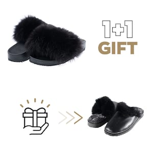 Fur slides, fur slides for women, fox fur slides, Fur Slippers FREE Gift