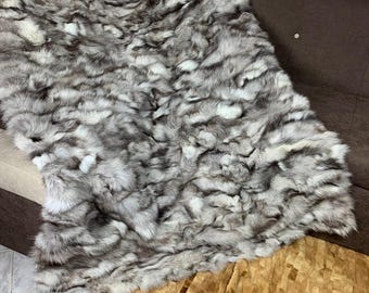 Real Fur Blanket • Personalized Fox Fur Blanket Throw • Handmade Genuine Fur Blanket • Fur Bedspread n Sofa Cover