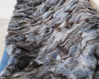 Real Blue Fur Blanket • Personalized Fox Fur Blanket Throw • Handmade Genuine Fur Blanket • Fur Bedspread n Sofa Cover