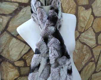 Fur scarves, fur scarf womens, rex rabbit fur scarf, fur collar