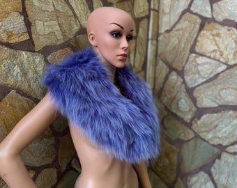 GORGEOUS Purple FOX FUR Collar • Real Fur Collar • Real Fur Scarf • Fur Wrap • Fur Shawl