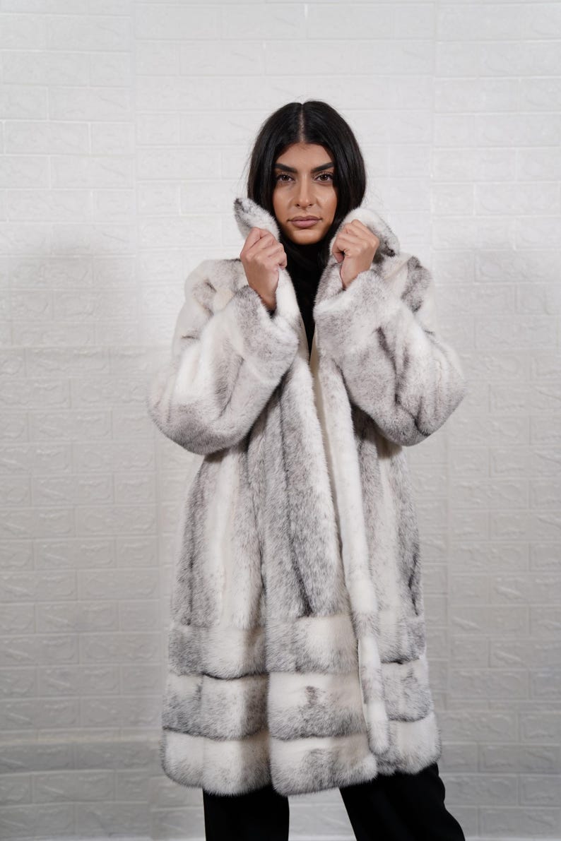 Natural black cross mink fur coat long overcoat women handmade luxury genuine full skin winter jacket