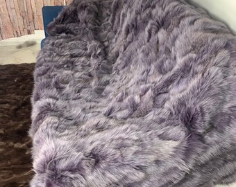 Real Fur Blanket • Personalized Fox Fur Blanket Throw • Handmade Genuine Fur Blanket • Fur Bedspread n Sofa Cover