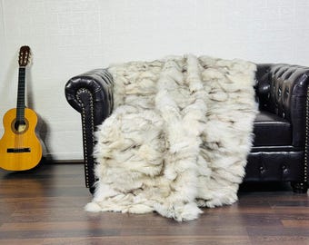 Luxurious Real Fox Fur Rug - Handcrafted Natural Fox Fur Throw for Home Decor - Organically and Ethically Farmed Fox Fur
