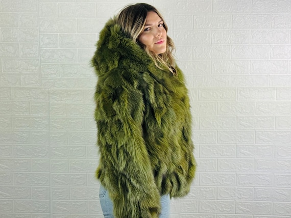 贅沢な本物のフォックスファージャケット（女性と男性用、グリーン