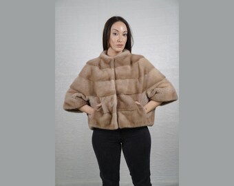GORGEOUS Real fur Mink Jacket Brown • Mink coat women • Short fur coat •Genuine Mink Outerwear•Luxury winter fashion •Warm Fur blazer