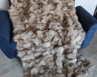 Real Fur Blanket • Personalized Fox Fur Blanket Throw • Handmade Genuine Fur Blanket • Fur Bedspread n Sofa Cover