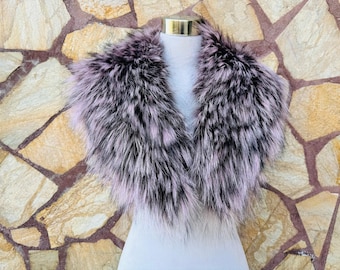 Elegant soft fox fur collar scarf, detachable fluffy fur wrap, luxury warm fur stole