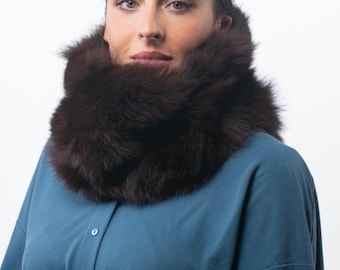 Luxurious Real Fox Fur Scarf for Women Brown • Fox Fur Scarf • Real Fur Collar • Genuine Fur Wrap 6*14 in / 15x35 cm