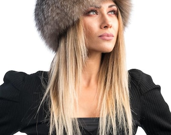 Elegance Real Fox Fur Hat - Handcrafted Elegance for Winter Chic - Ethically and Organically Farmed Fox Fur