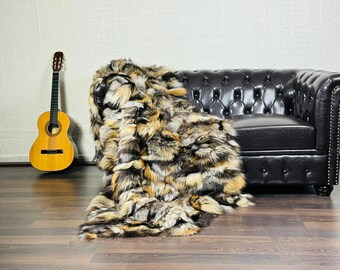 Exclusive Real Fox Fur Rug - Personalized Handcrafted Natural Fox Fur Throw for Home Decor - Organically and Ethically Farmed Fox Fur