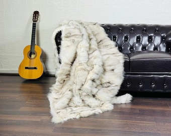 Beautiful Real FOX Fur Blanket Throw Natural - Personalized Handcrafted Warmth for Home Decor - Organically and Ethically Farmed Fox Fur