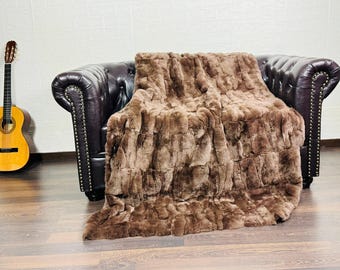 Rabbit Fur Throw Blanket