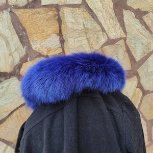 Fur trim for hood, blue fox fur collar, fur collar