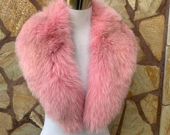 Pink Fur Collar • Real Fox Fur Collar • Real Fur Scarf • Fur Wrap • Fur Shawl
